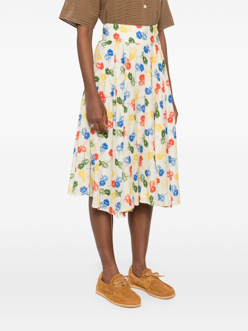 flower stamp midi dress - 3