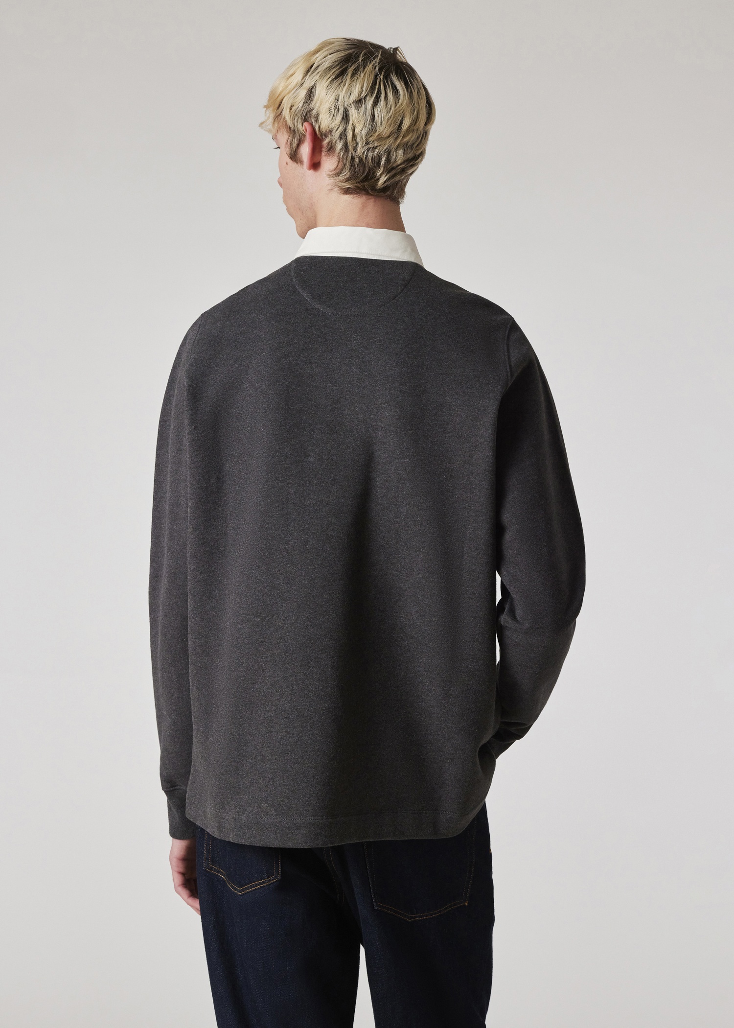 Dark Grey Contrast Collar Marl Sweatshirt - 7