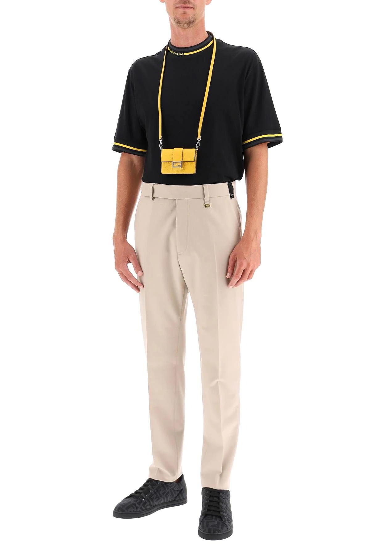 WOOL TROUSERS WITH LOGO PLAQUE - 2