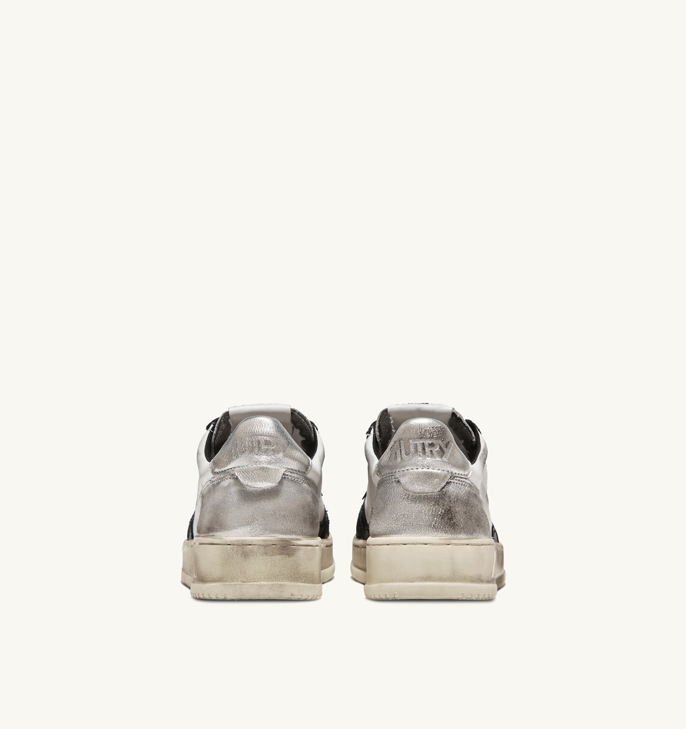 MEDALIST LOW SUPER VINTAGE SNEAKERS IN WHITE BLACK AND SILVER LEATHER - 3