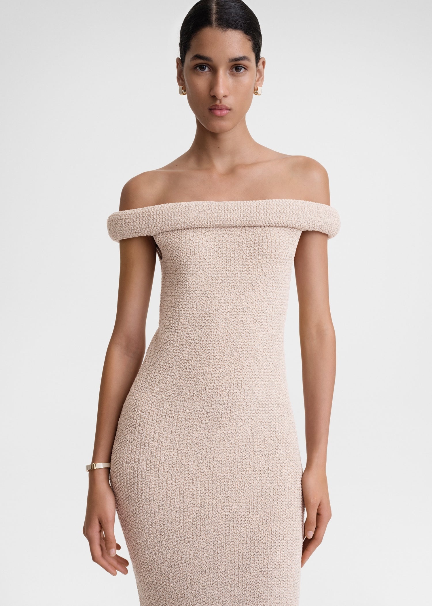 Off-shoulder roll knit dress frost - 5