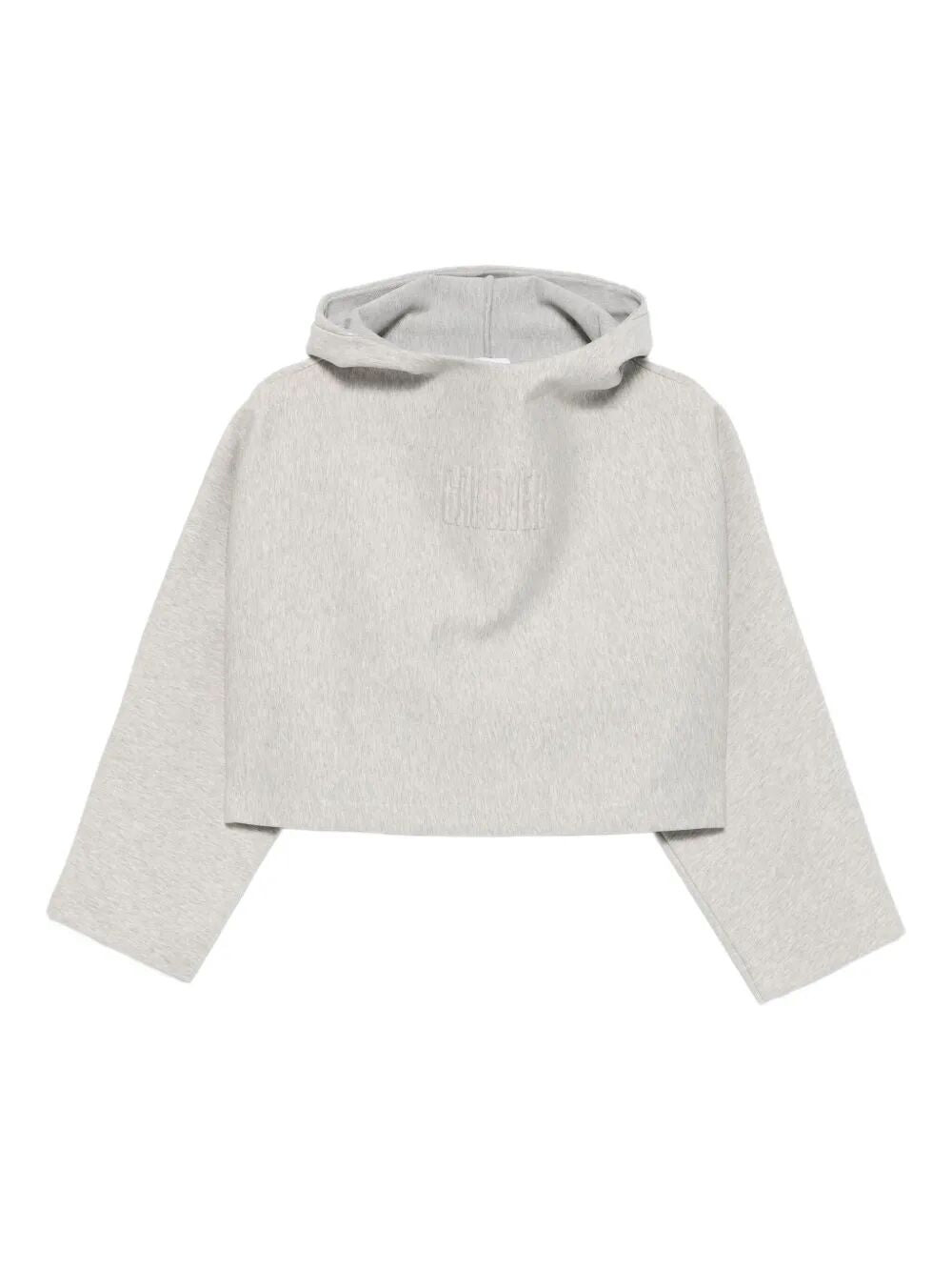 Jean Paul Gaultier Women Bonded Cotton Cropped Bat Sleeves Hoodie With "Gaultier" Embossing - 4