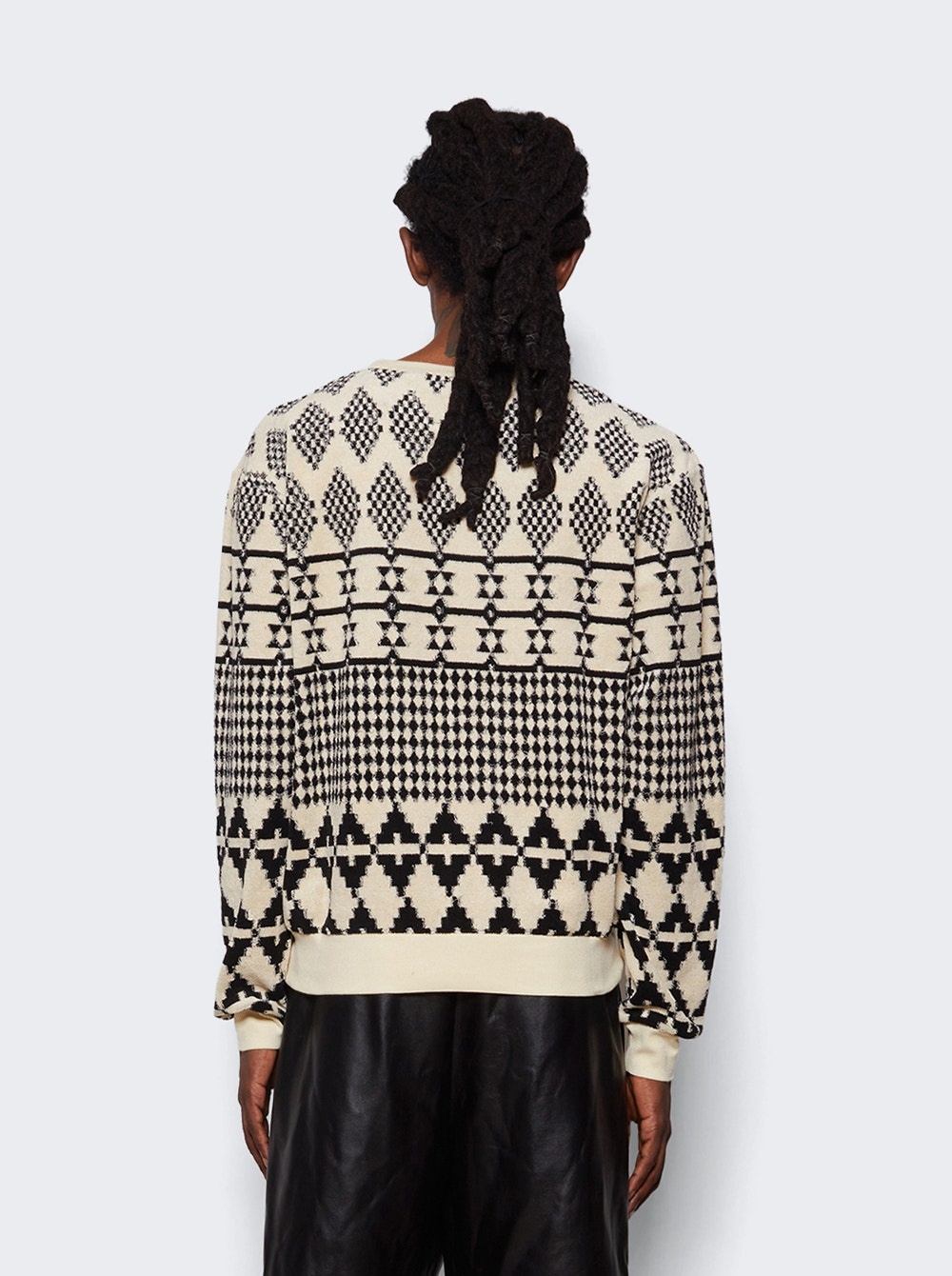 Raglan Jacquard Sweatshirt Black And White - 5