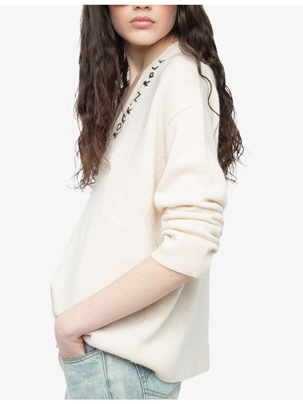 Text-Embroidery Cashmere Knitted Jumper - 3
