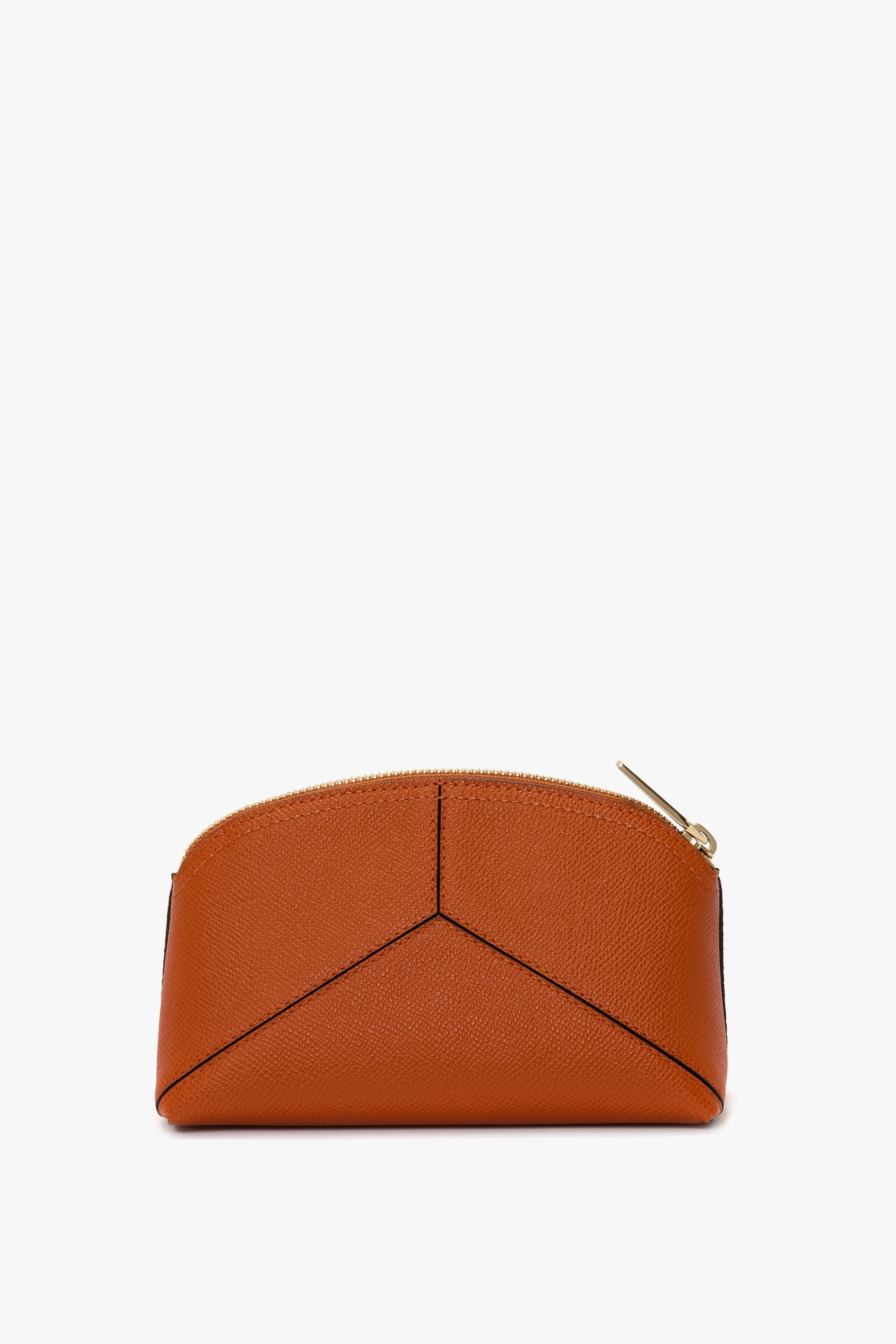 Victoria Mini Wash Bag In Burnt Orange Grained Leather - 4