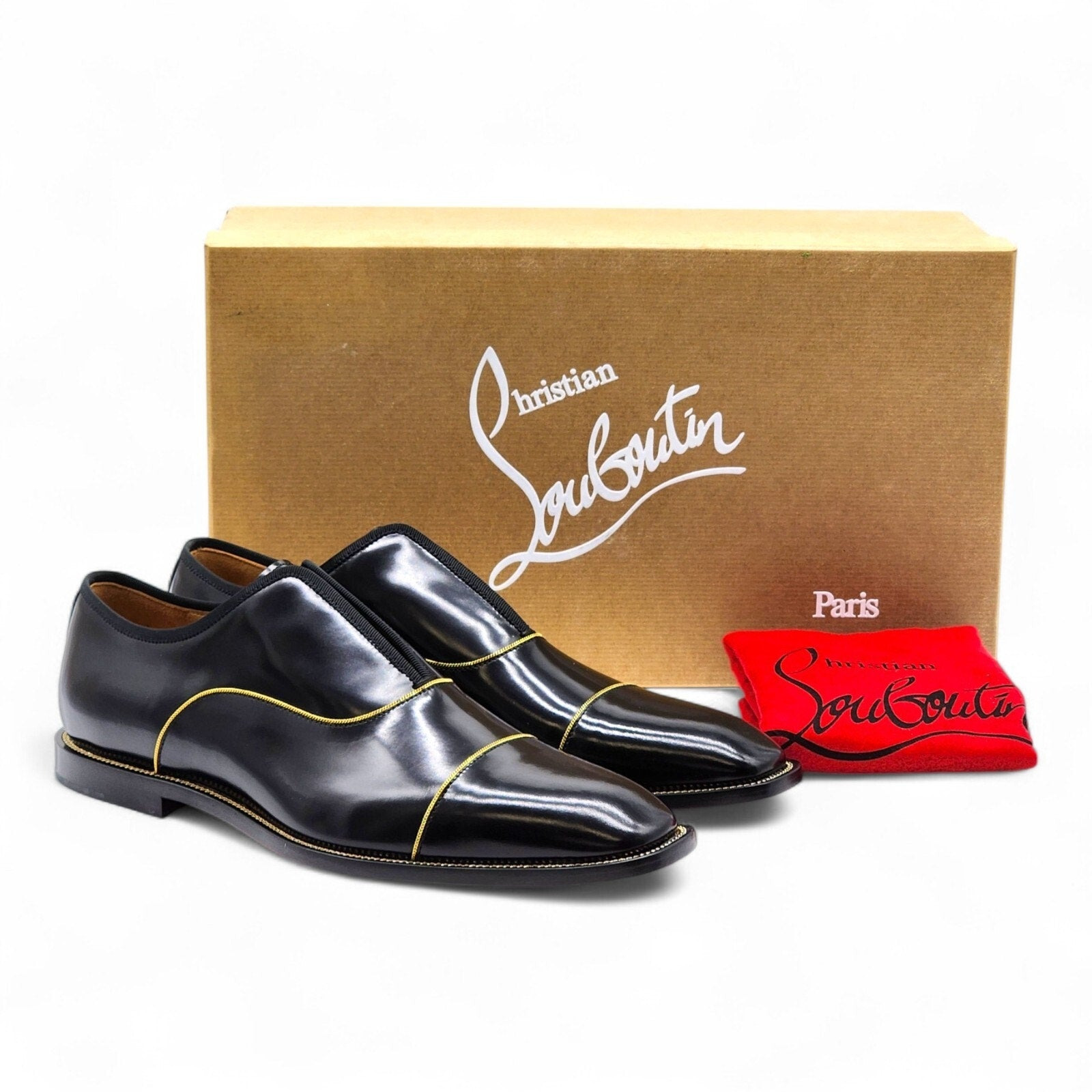 Christian Louboutin Alpha Male Patent Leather Oxford Shoes Black EU 40.5 US 7.5 - 7