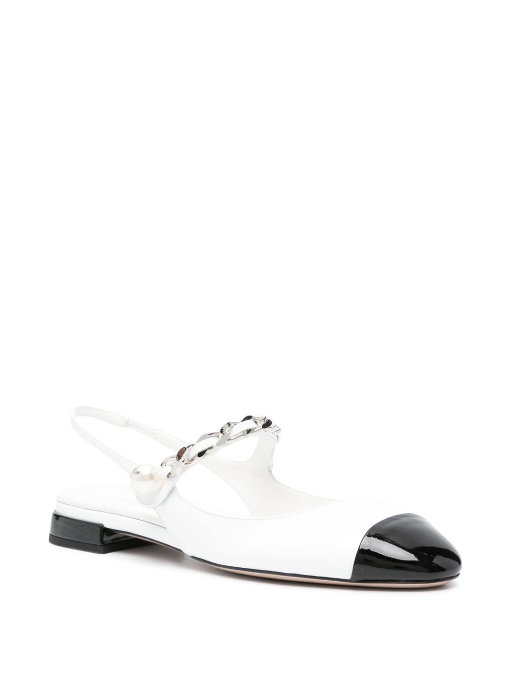 pearl-detail leather ballerina shoes - 2