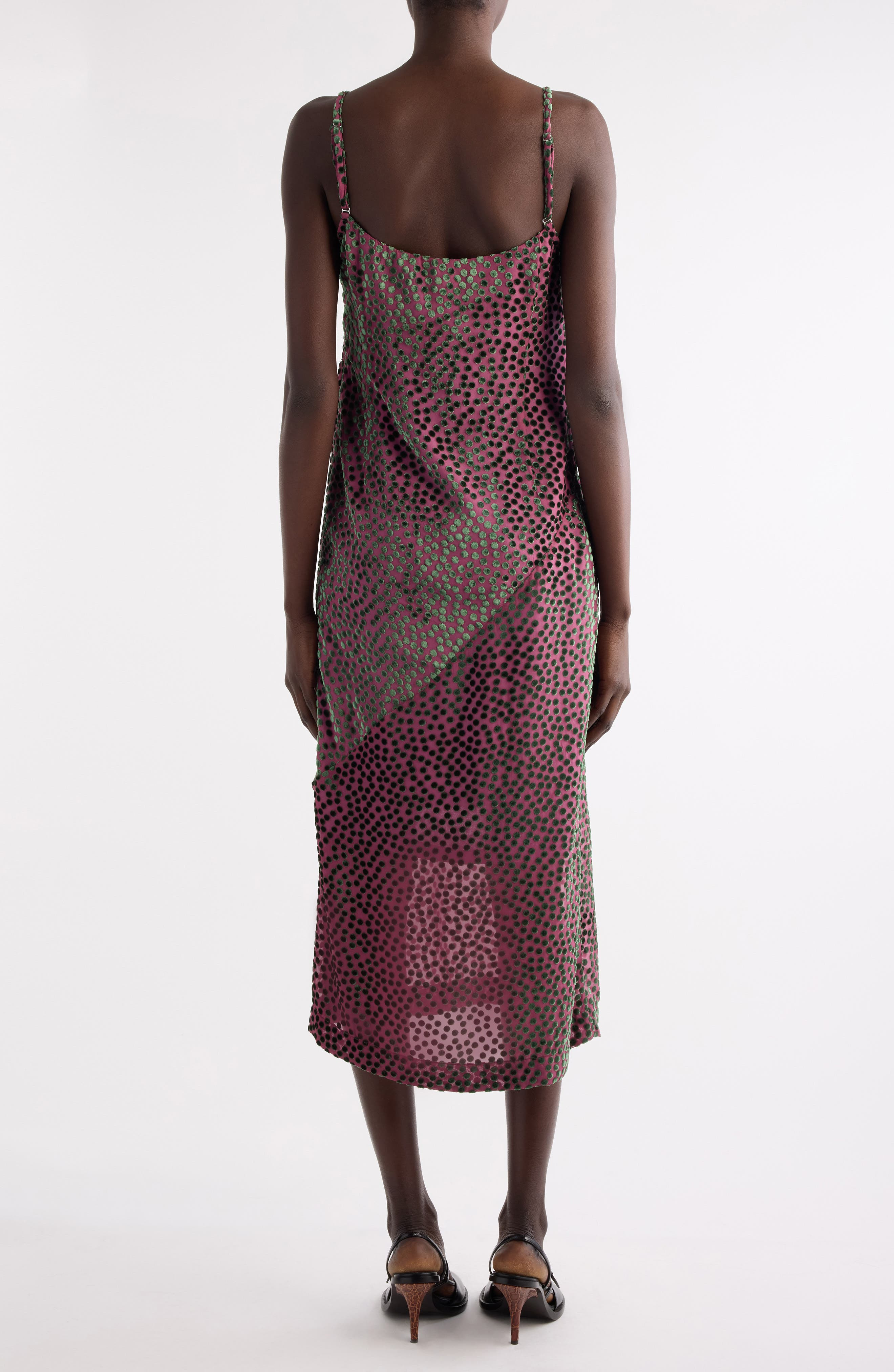 Dries Van Noten Dommino Burnout Polka Dot Slipdress in Dark Pink at Nordstrom - 2
