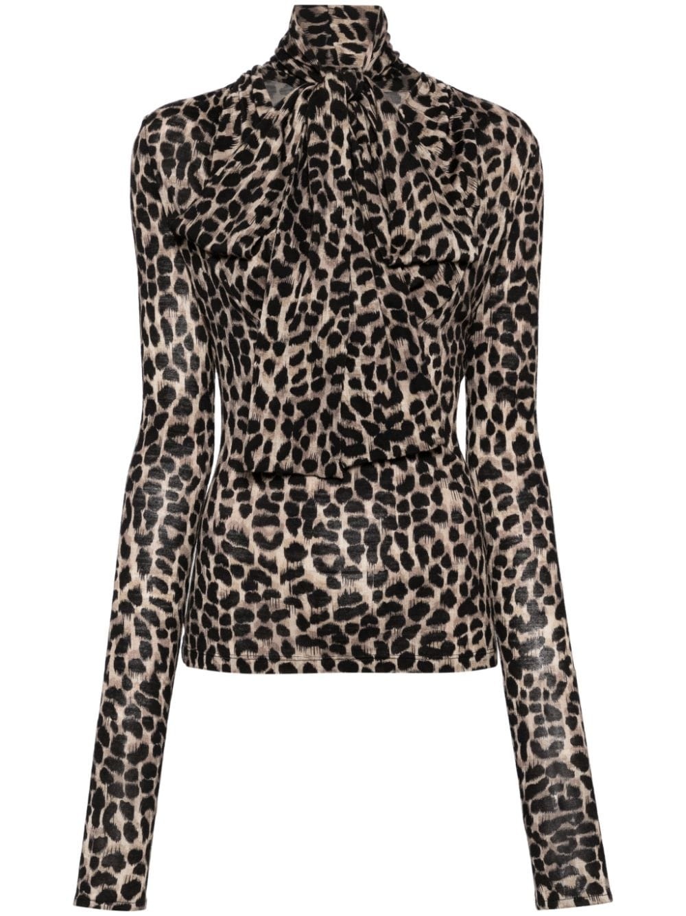 leopard-print wool top - 1