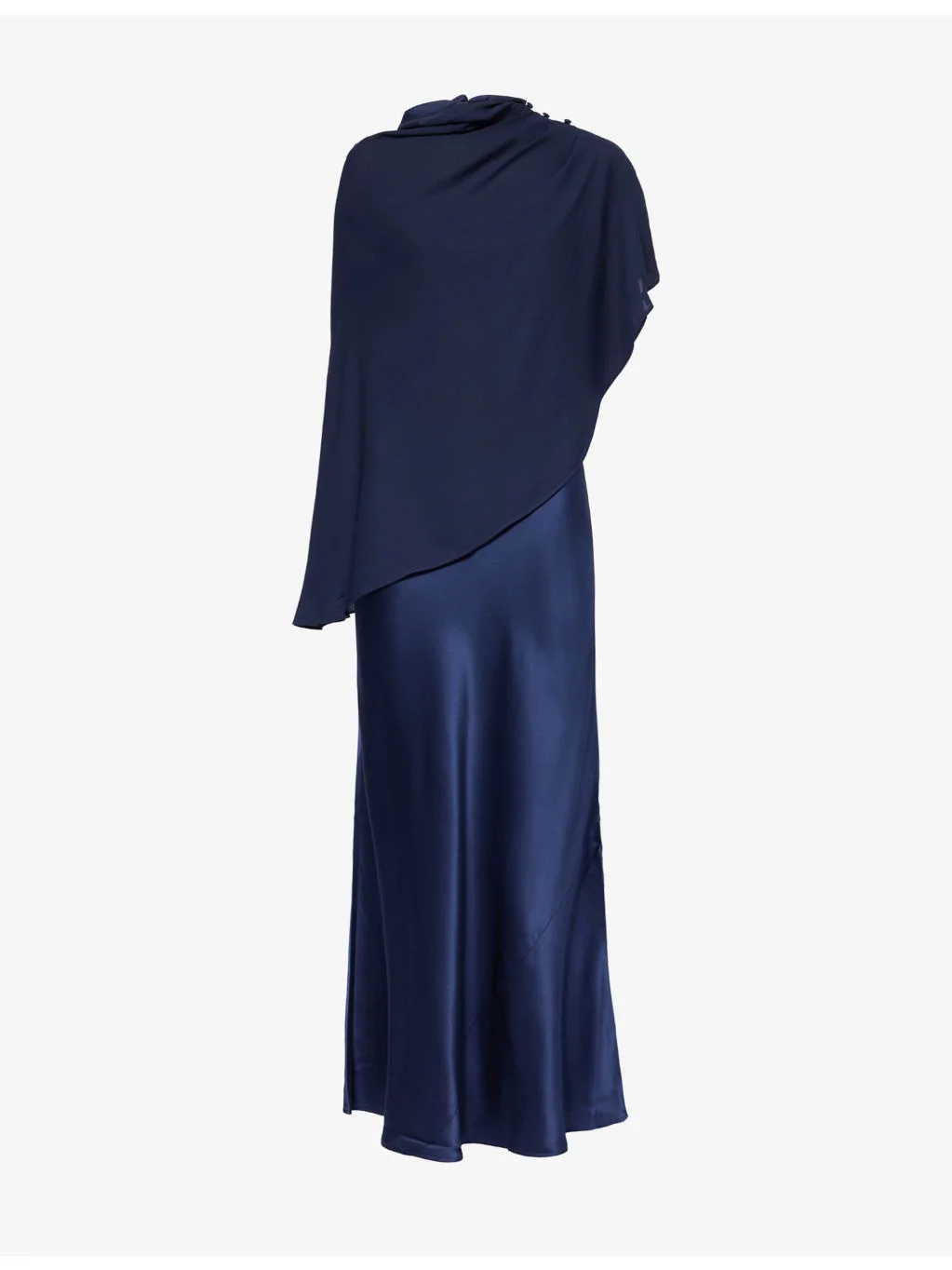 Lilibeth Sheer-Cape Silk Midi Dress - 1