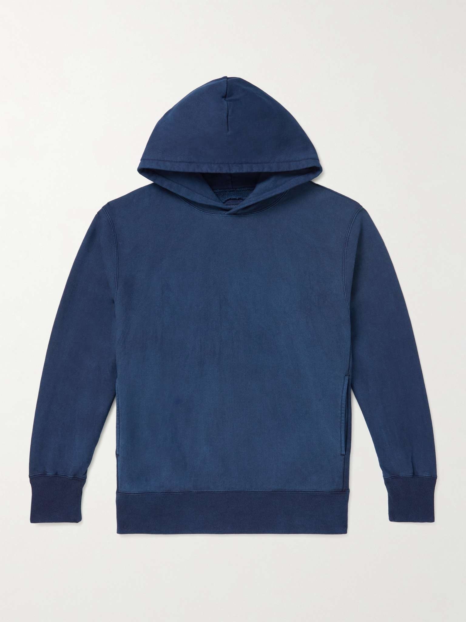 Indigo-Dyed Cotton-Jersey Hoodie - 1