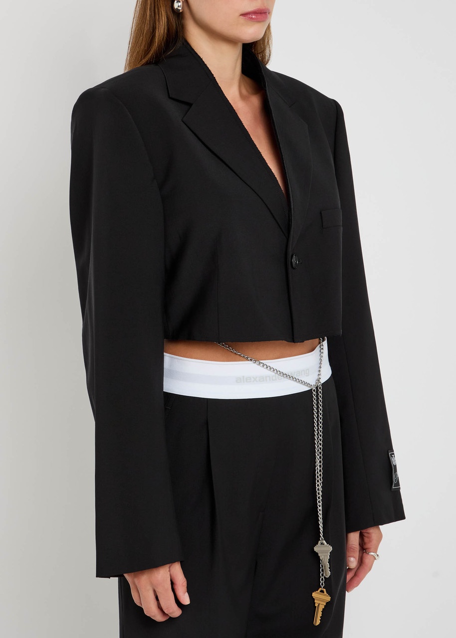 Alexander Wang Chain-embellished Cropped Wool-blend Blazer - 2