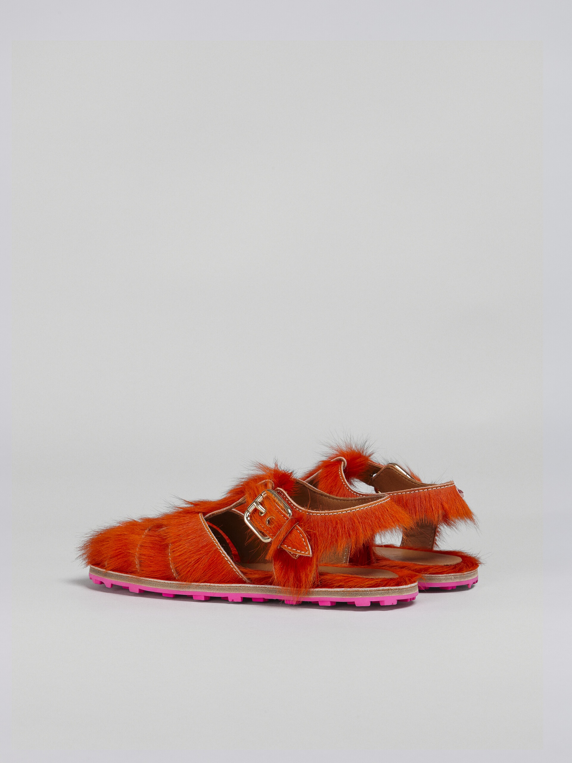 LONG ORANGE CALF HAIR FISHERMAN'S SANDAL - 3