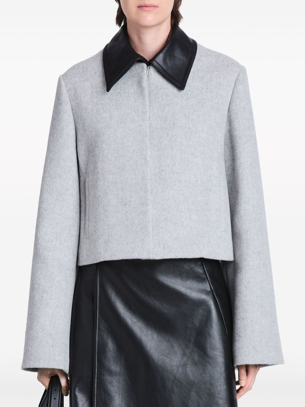 Bridget leather-collar cropped jacket - 5