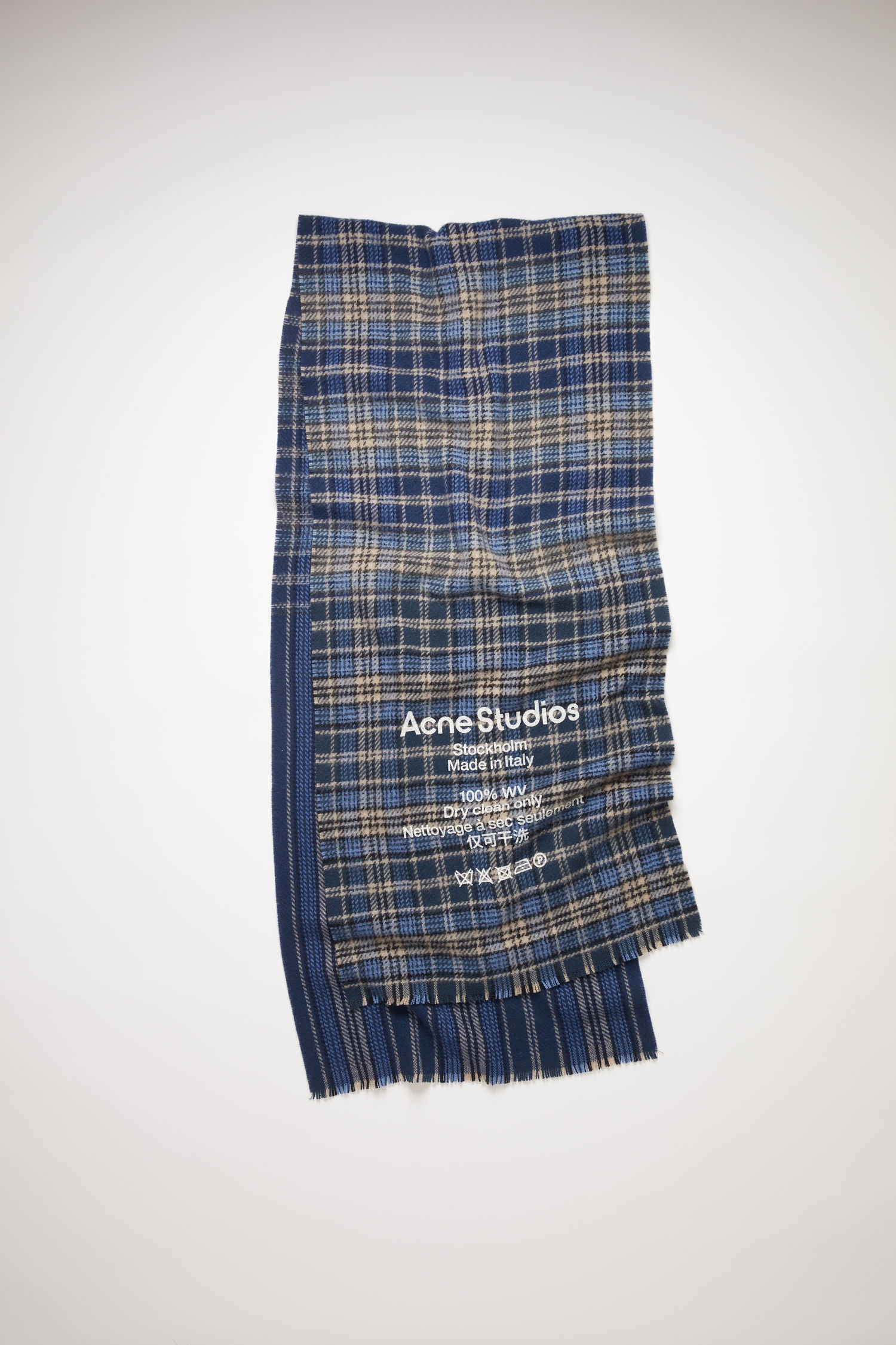 Tartan check scarf - Blue/beige - 1