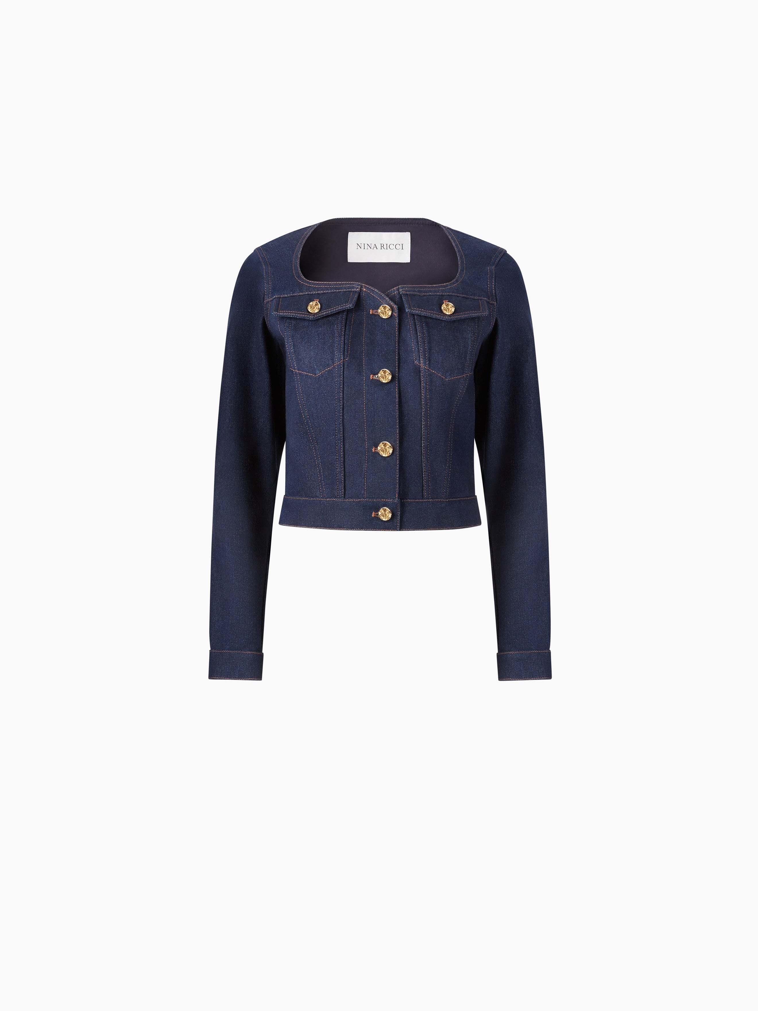 SWEETHEART NECKLINE DENIM JACKET - 5