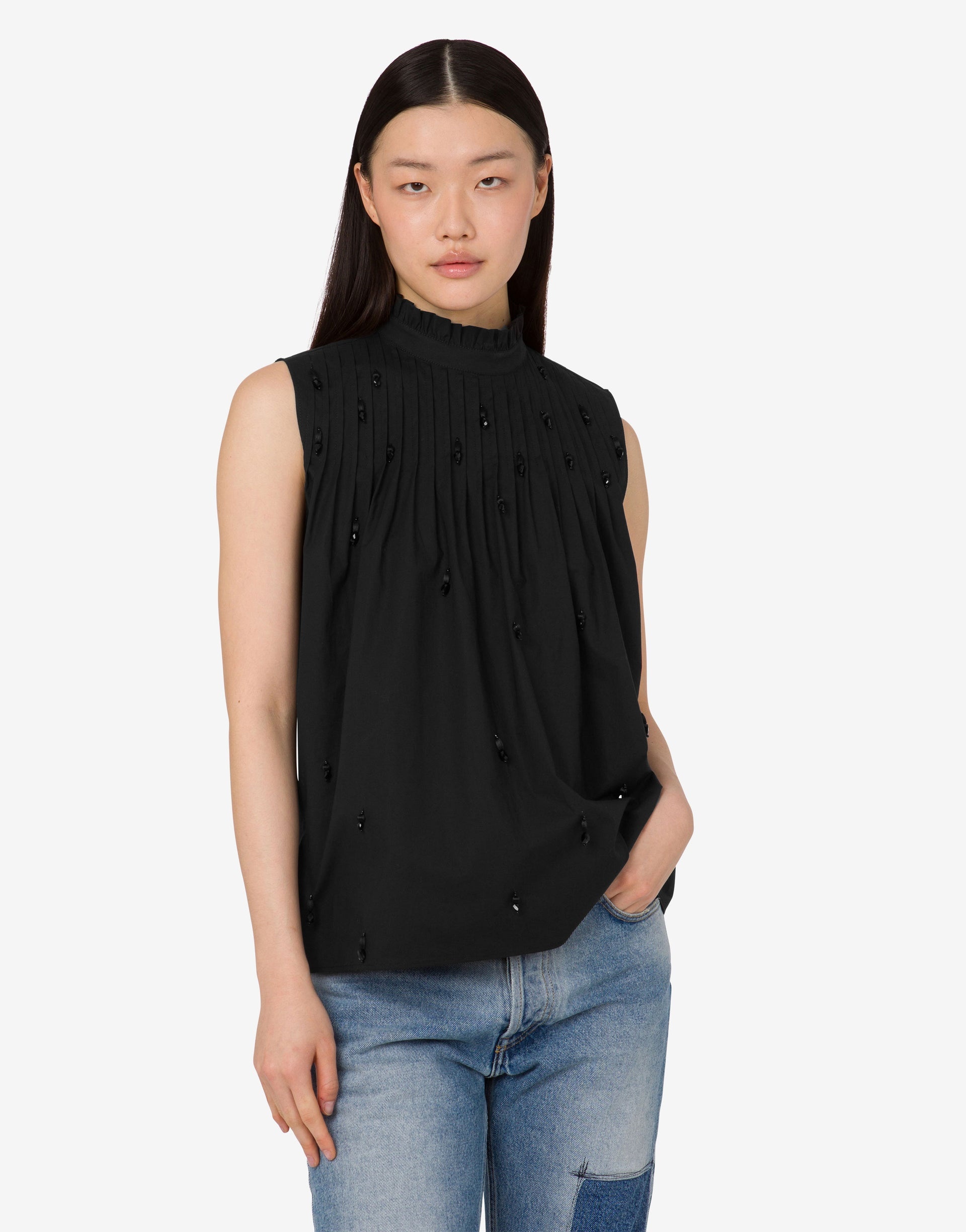 EMBROIDERED COTTON POPLIN TOP - 2