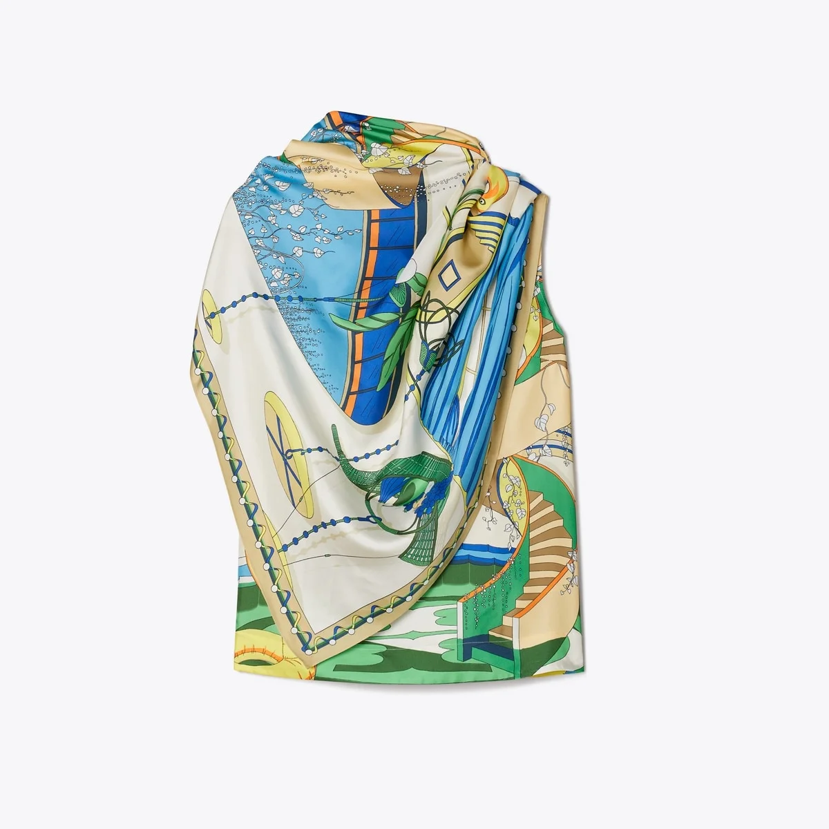Printed Silk Cape Top - 1