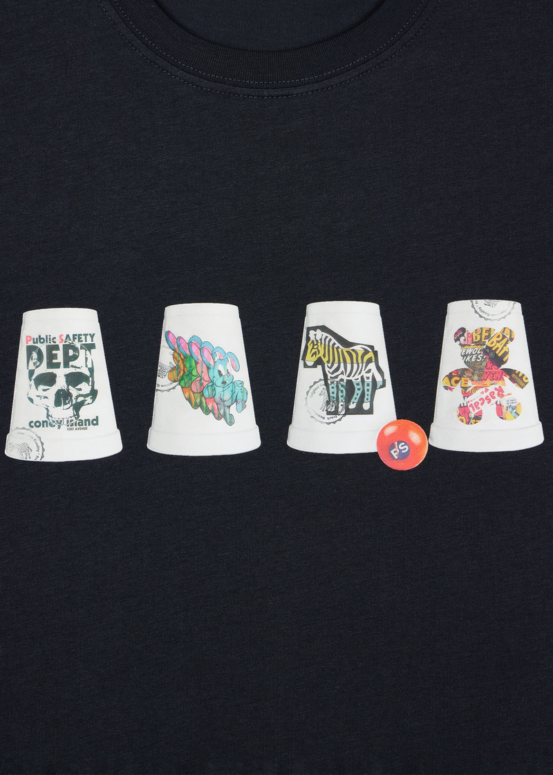 Paul Smith Dark Navy 'Cups' Print T-Shirt outlook