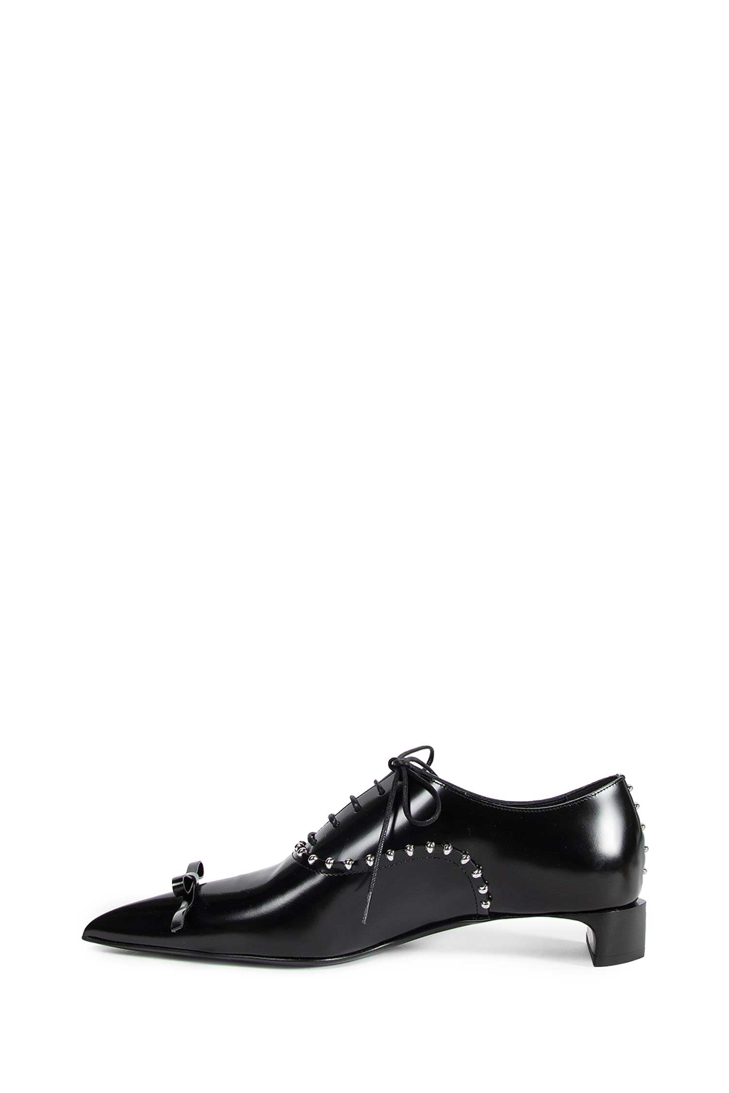 Pointed Leather Lace-up Pumps - 4