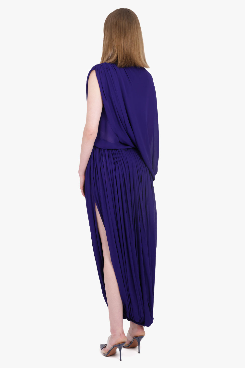ASYMMETRIC DRAPE PLEAT PANT | PURPLE - 4