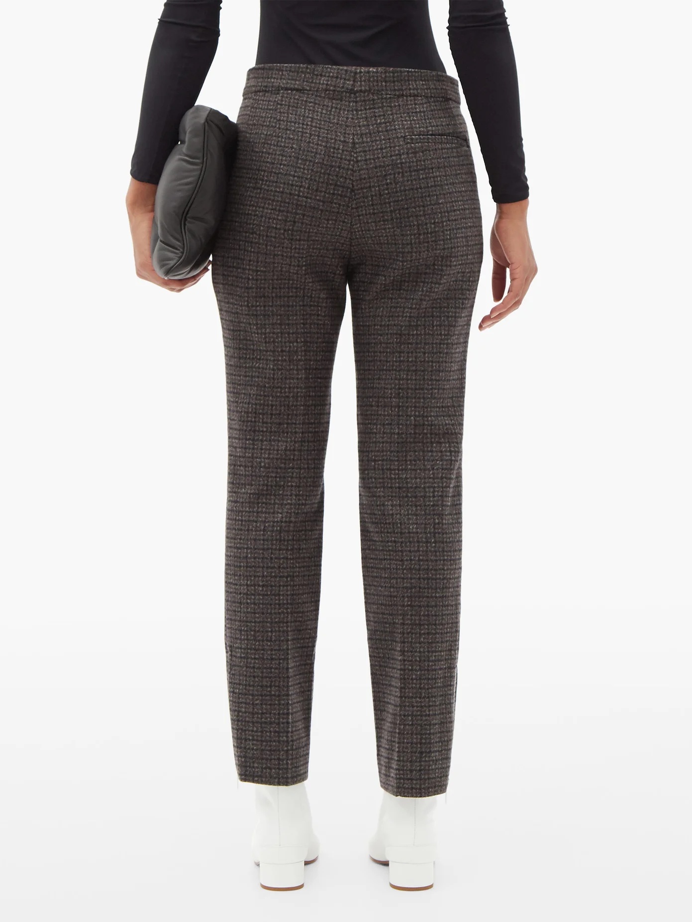 Zip-cuff check wool-blend tailored trousers - 5