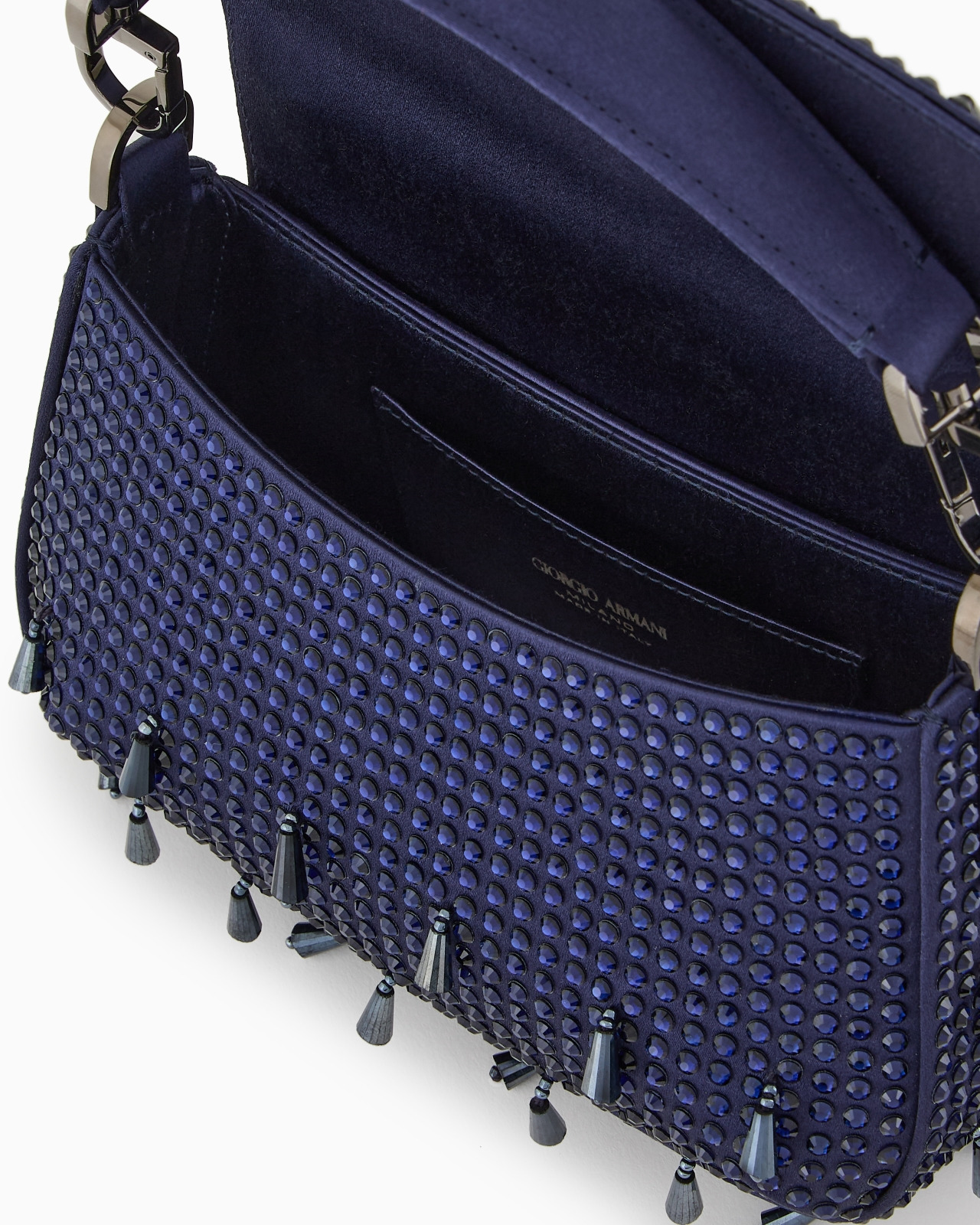 LA PRIMA SOFT MINI SATIN HANDBAG WITH RHINESTONE AND BEAD EMBROIDERY - 4