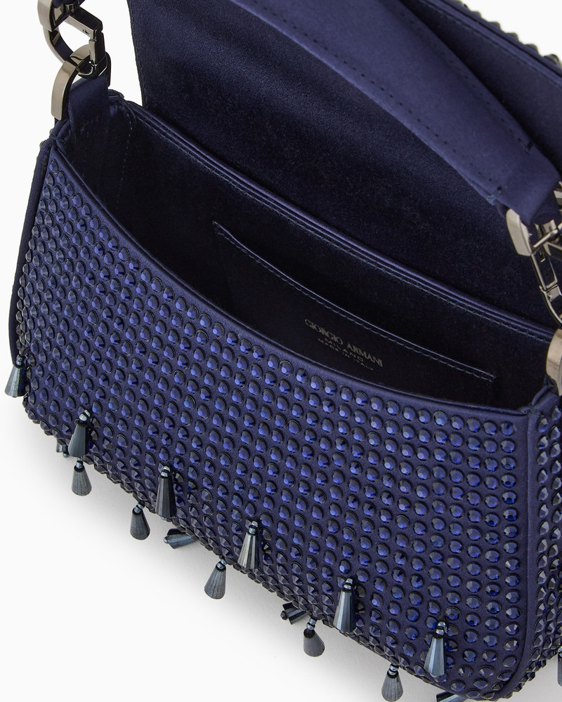 LA PRIMA SOFT MINI SATIN HANDBAG WITH RHINESTONE AND BEAD EMBROIDERY 4