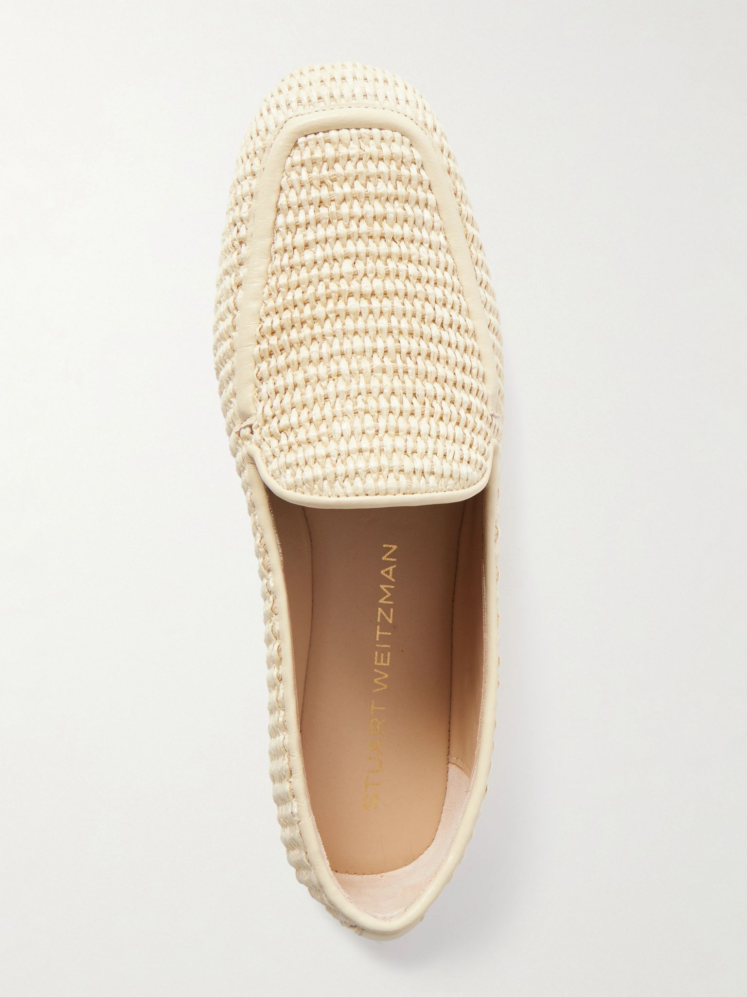 Lee leather-trimmed raffia loafers Neutral - 5