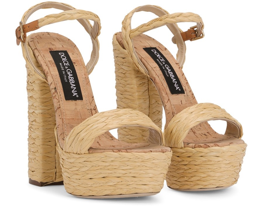 Woven raffia platform sandals - 2