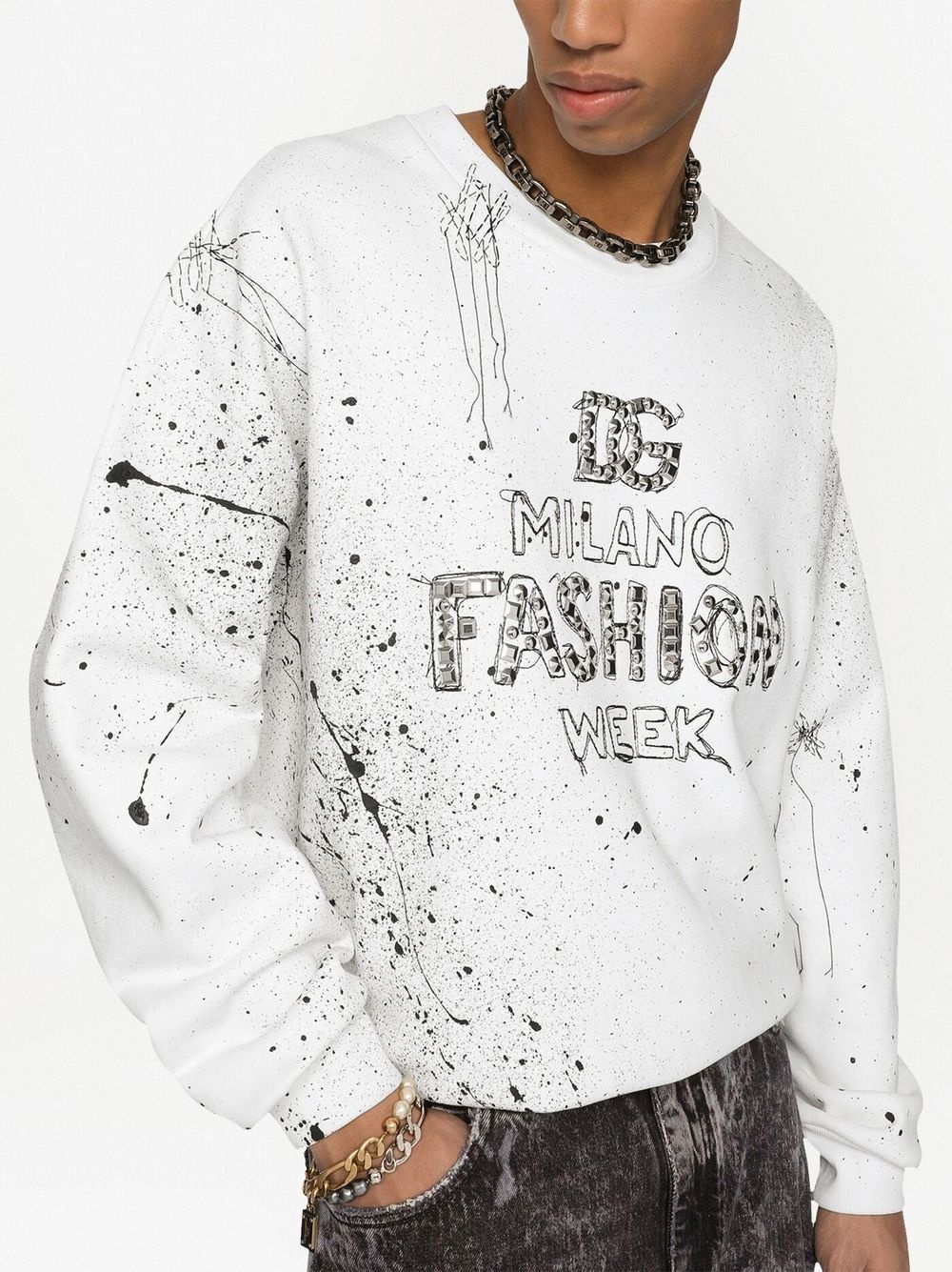 studded-logo cotton sweatshirt - 5