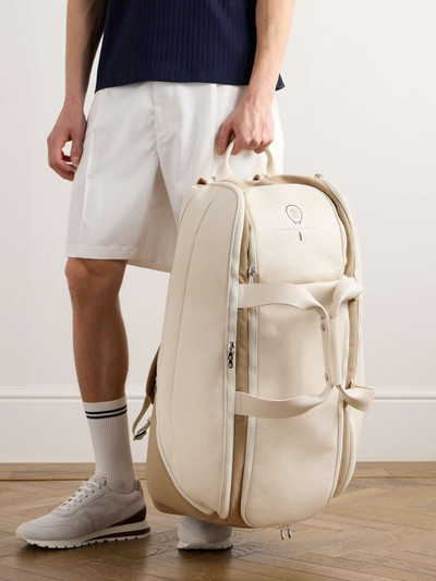 Brunello Cucinelli Logo-Print Suede and Mesh-Trimmed Full-Grain Leather Backpack outlook