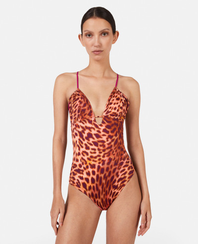 Stella McCartney Blurred Cheetah Print Cross-Back Swimsuit outlook