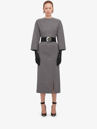 Alexander McQueen Women's Dropped Shoulder Pencil Dress in Grey/ivory outlook