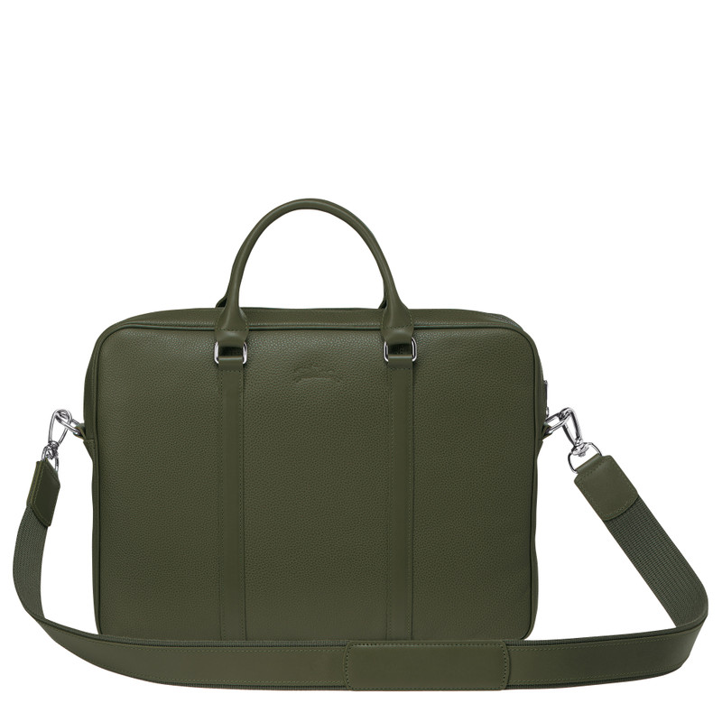 Le Foulonné XS Briefcase Khaki - Leather 3