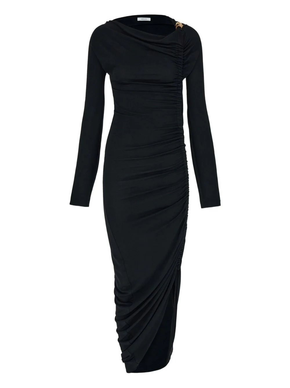 boat-neck ruched asymmetric dress - 1