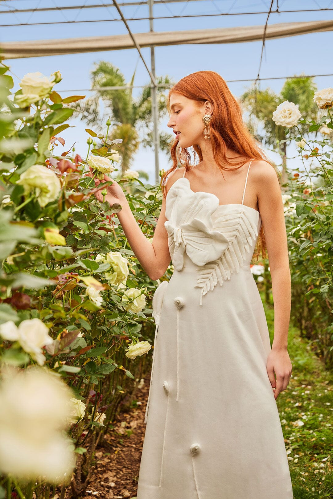 Off-White Garden Lenzing™ Ecovero™ Euroflax™ Midi Dress - 3