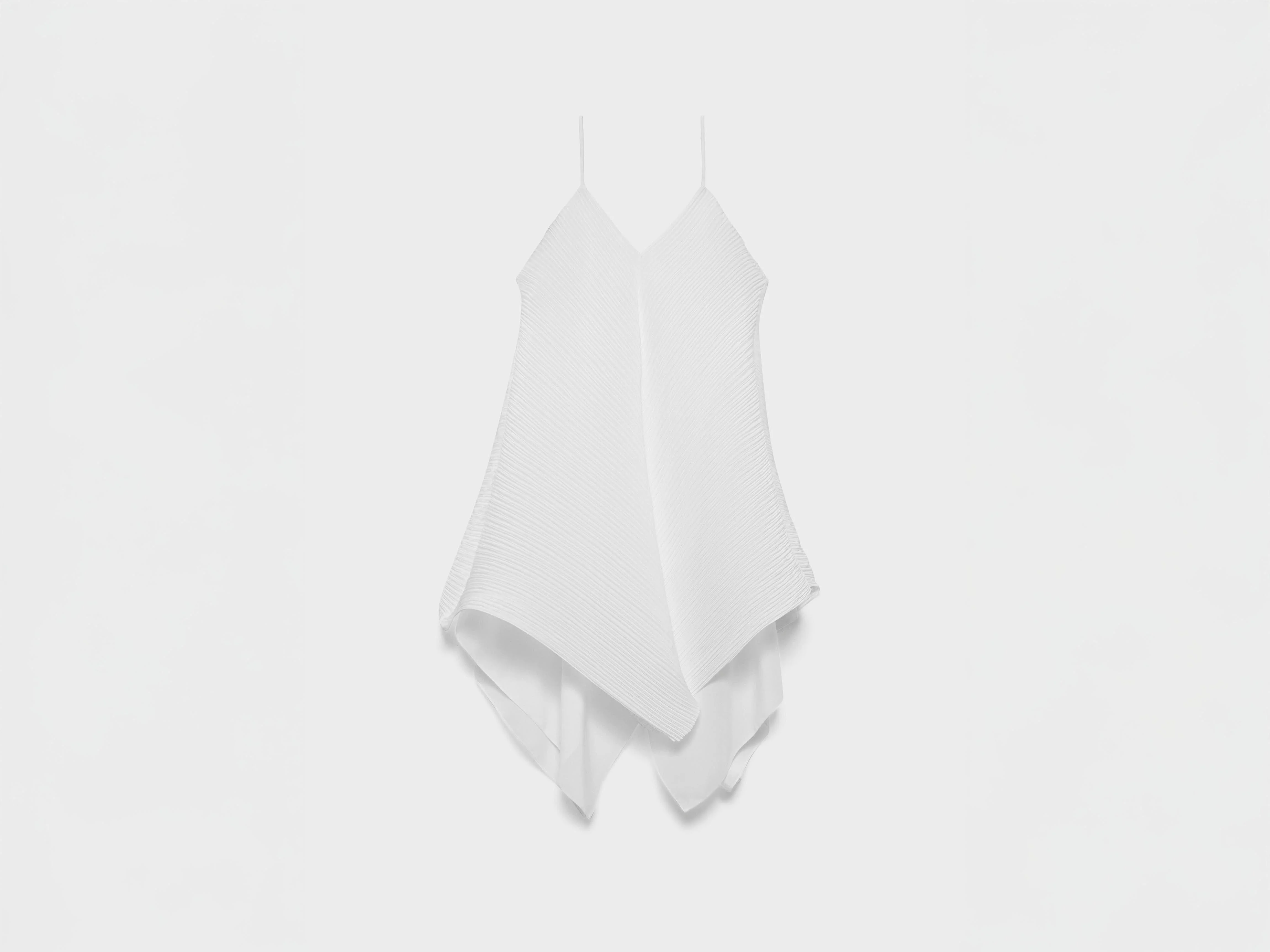 WOMENS ASYMMETRIC PLEATED TOP IN WHITE - 1