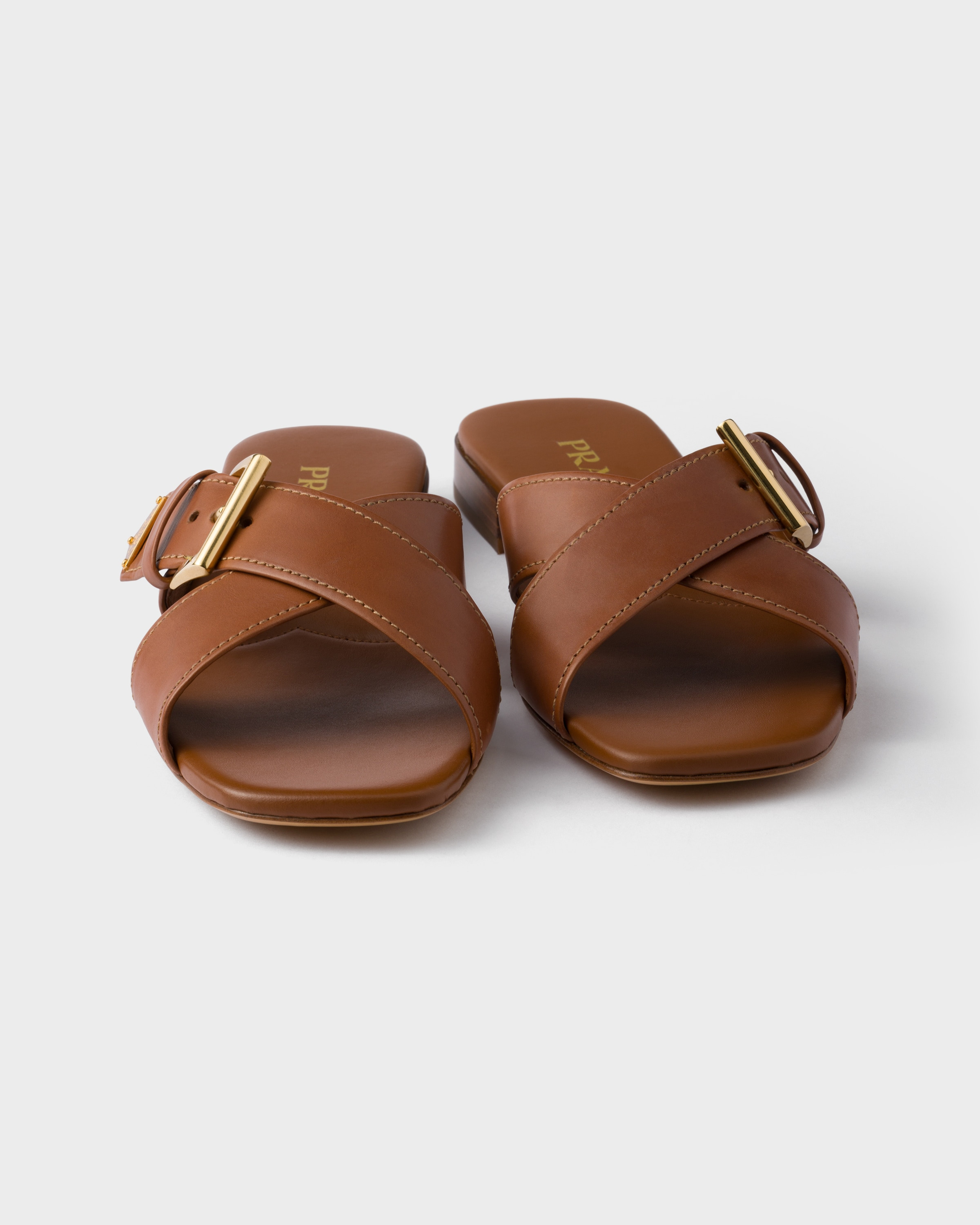 Leather crisscross slides with buckle - 5
