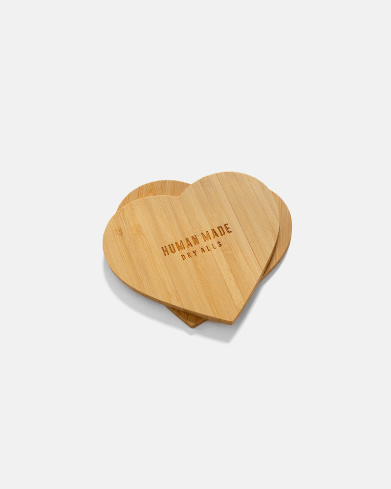 Human Made Heart Bamboo Coaster Set Beige outlook