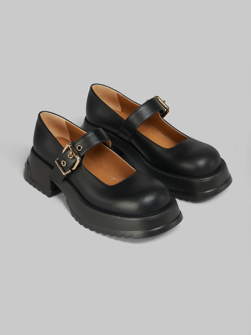 BLACK LEATHER MARY JANE WITH PLATFORM SOLE - 5