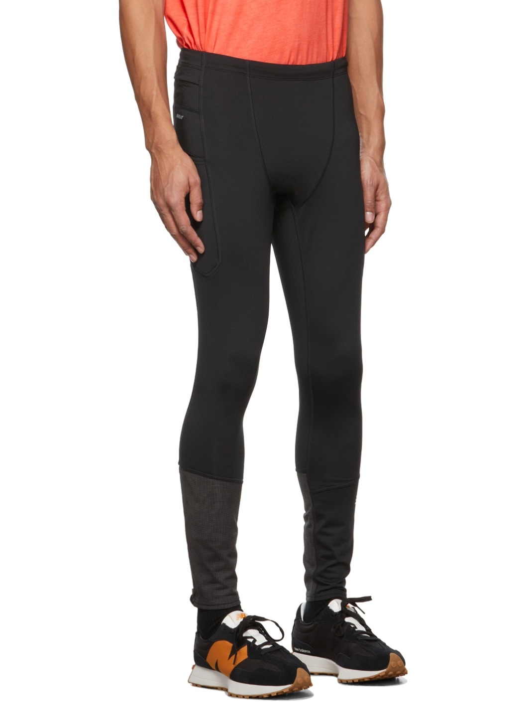 Black Reflective Logo Run Tights - 2