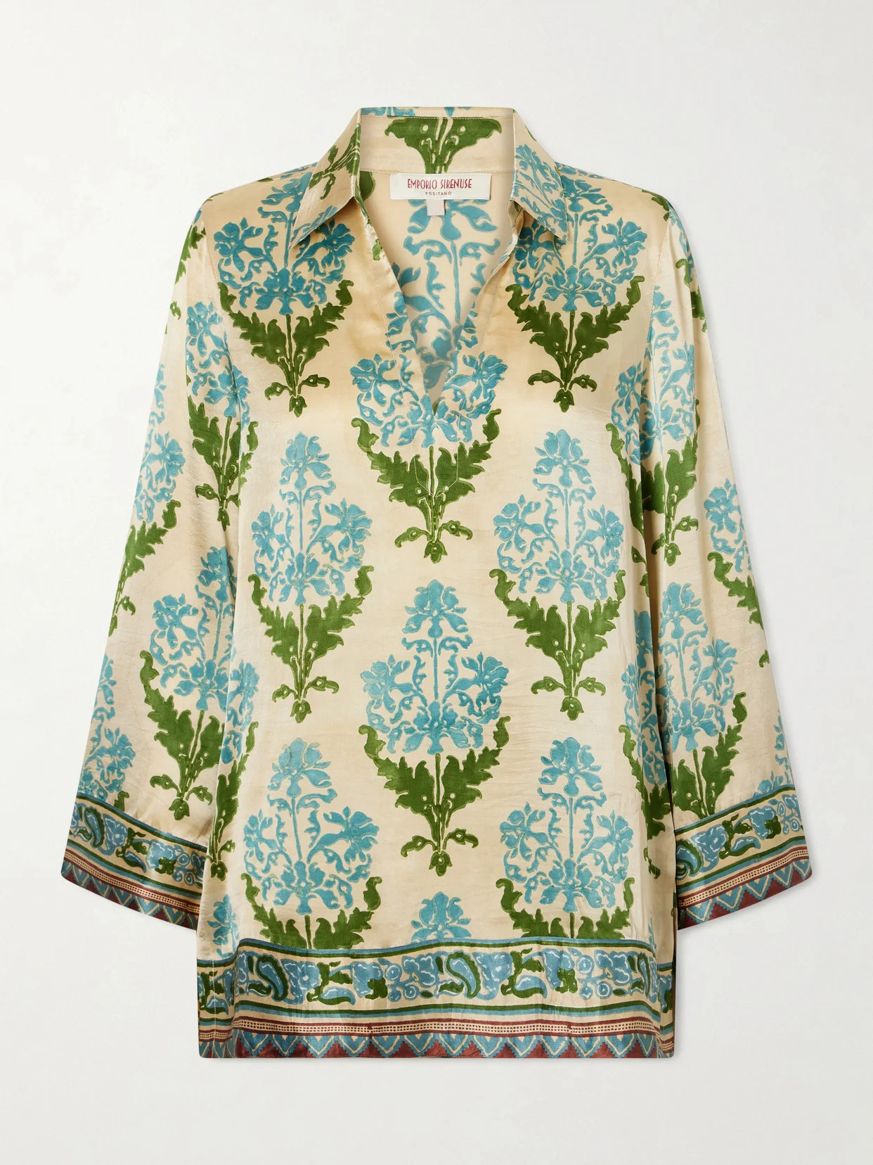Jila Three Floral-print Silk-satin Shirt - 1