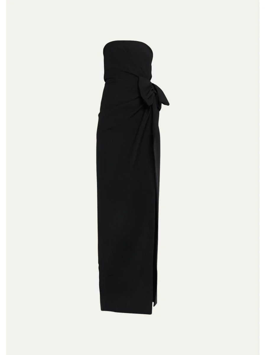 Strapless Wobroad Wool Origami Bow Column Gown - 1