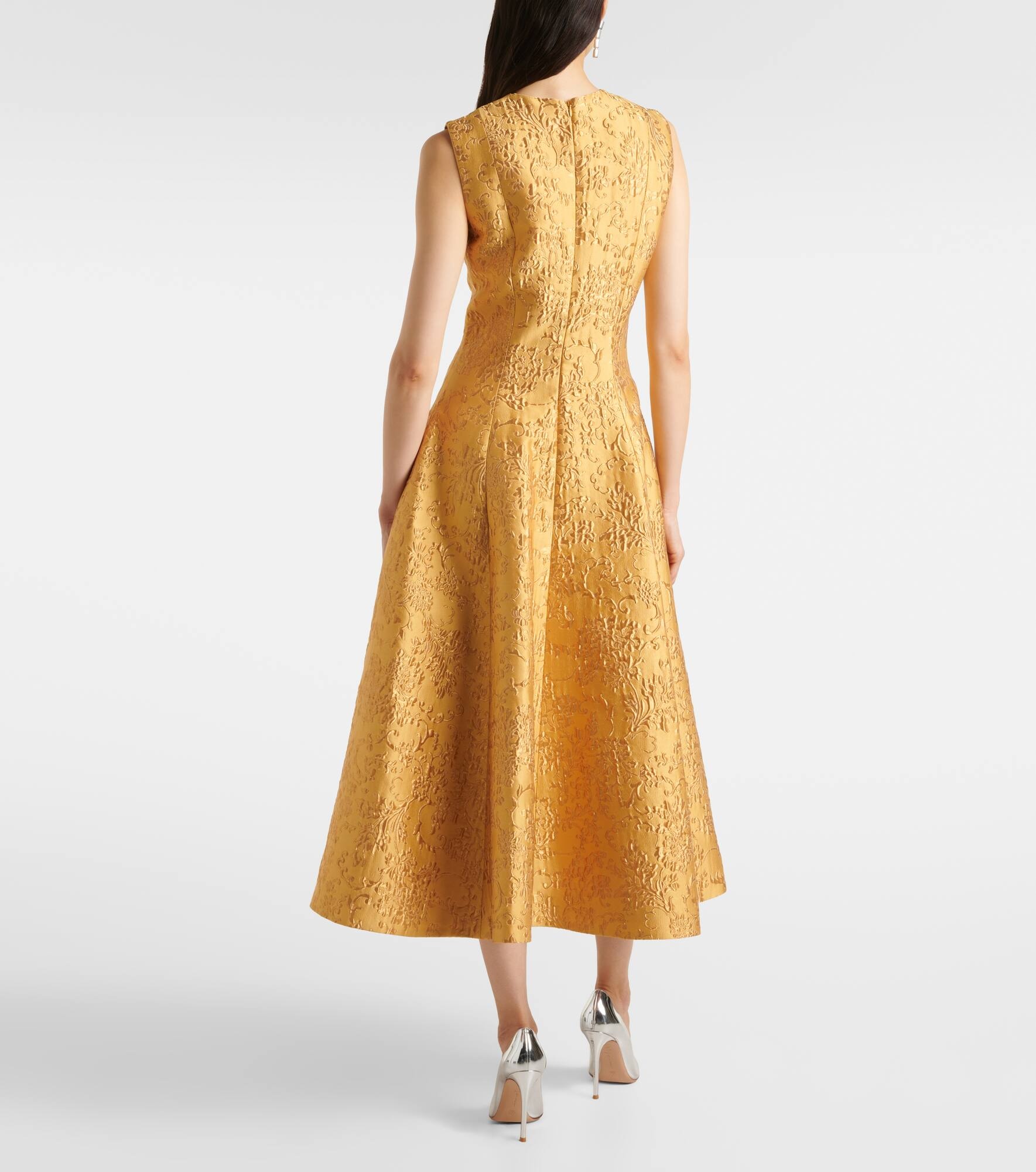 Mara floral embossed jacquard midi dress - 3