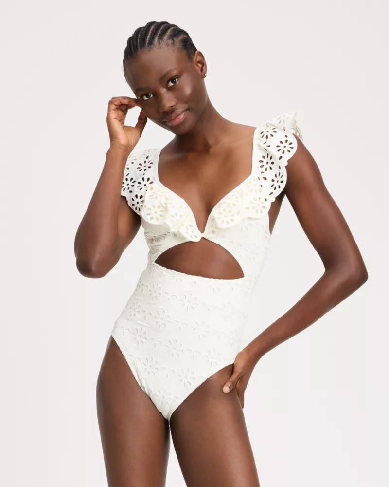 Eyelet Ruffle One-piece Swimsuit 1