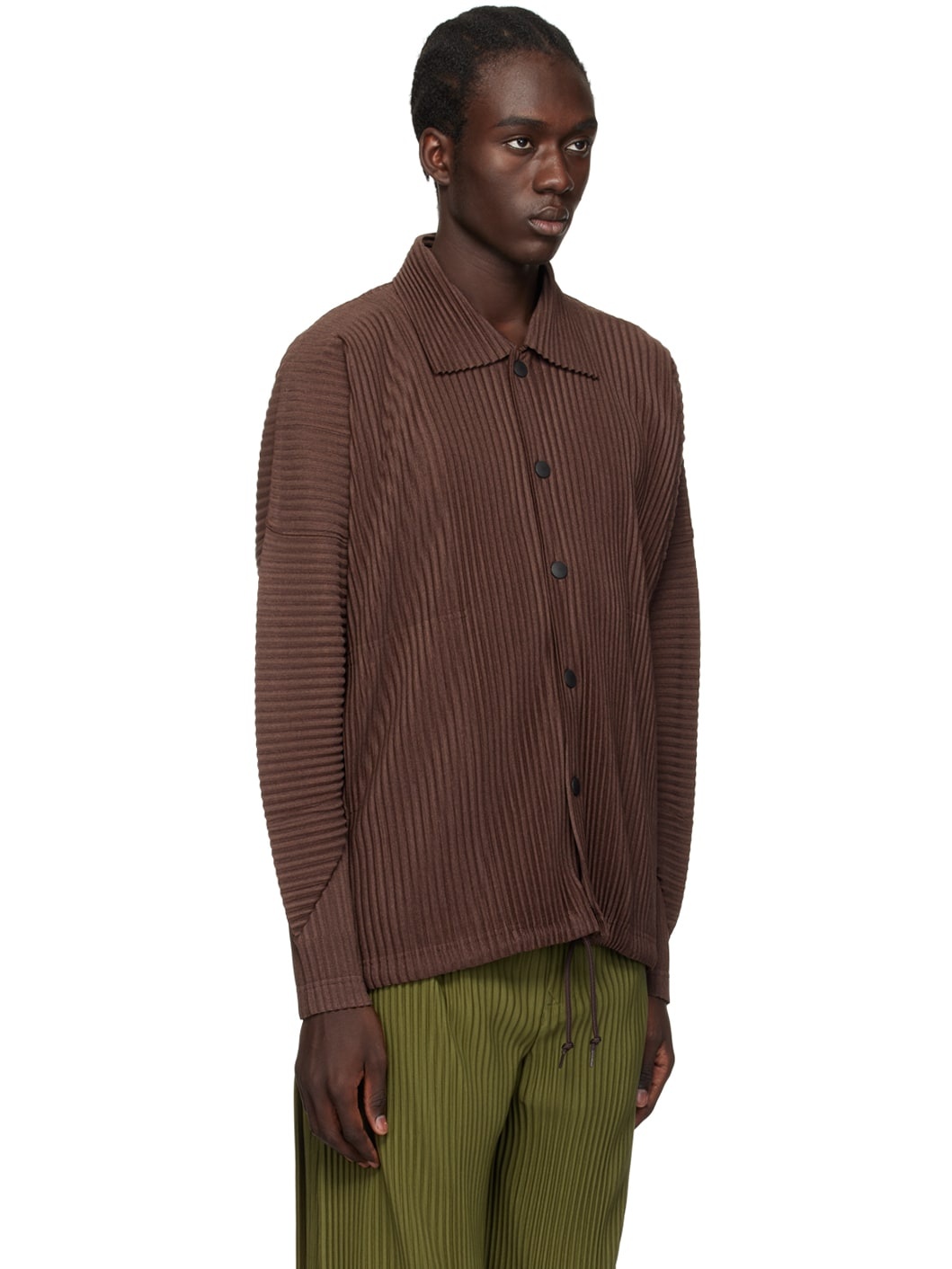 Brown Heather Pleats Jacket - 2