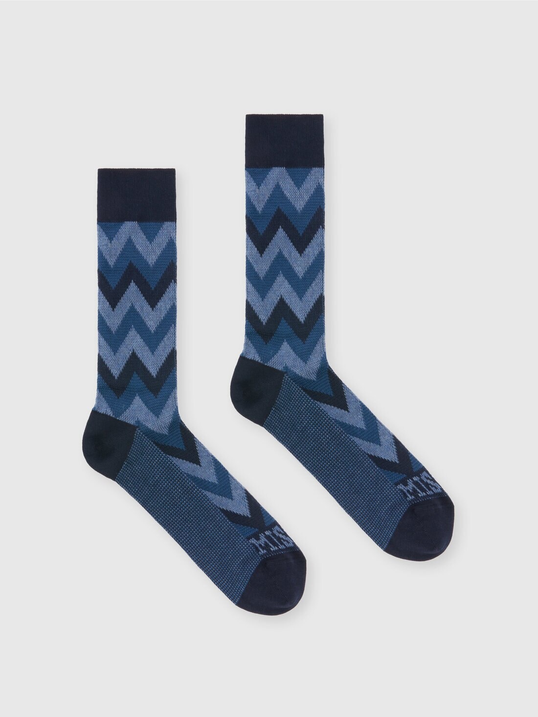 Zig zag cotton blend socks with logo lettering - 1