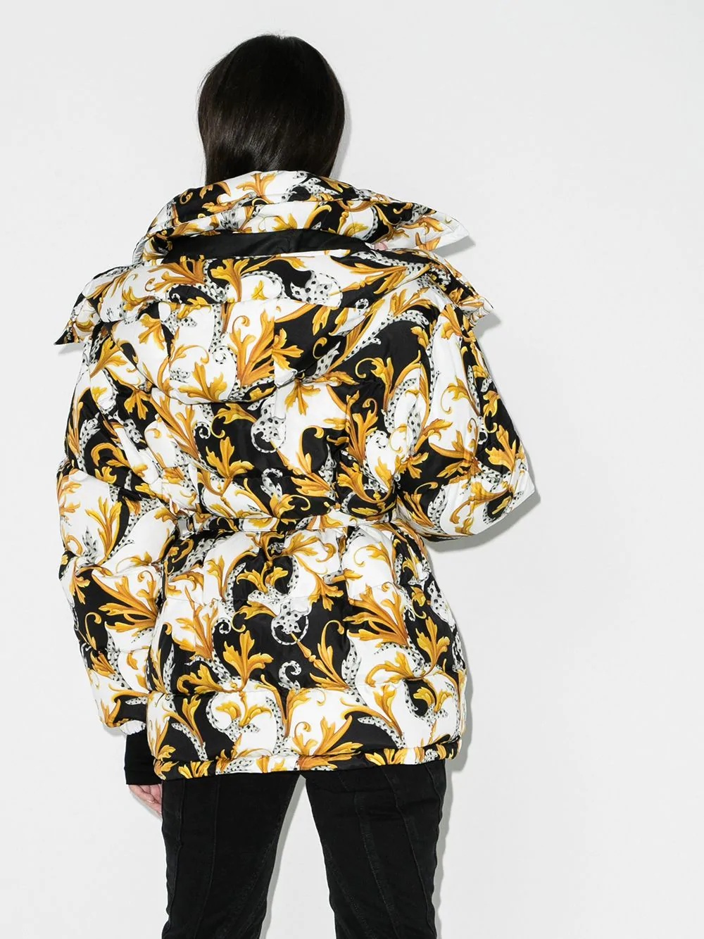 Baroque print puffer jacket - 3