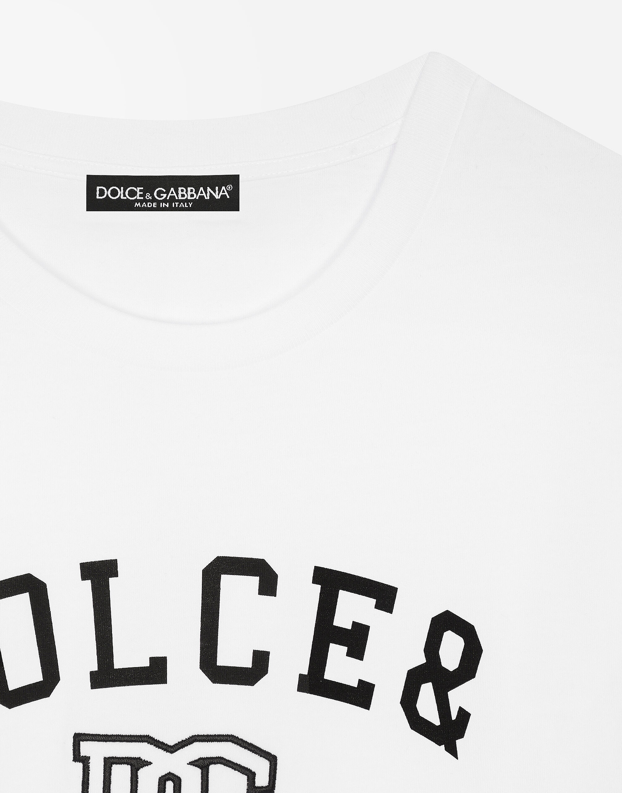 Jersey T-shirt with Dolce&Gabbana logo embroidery and lettering - 5